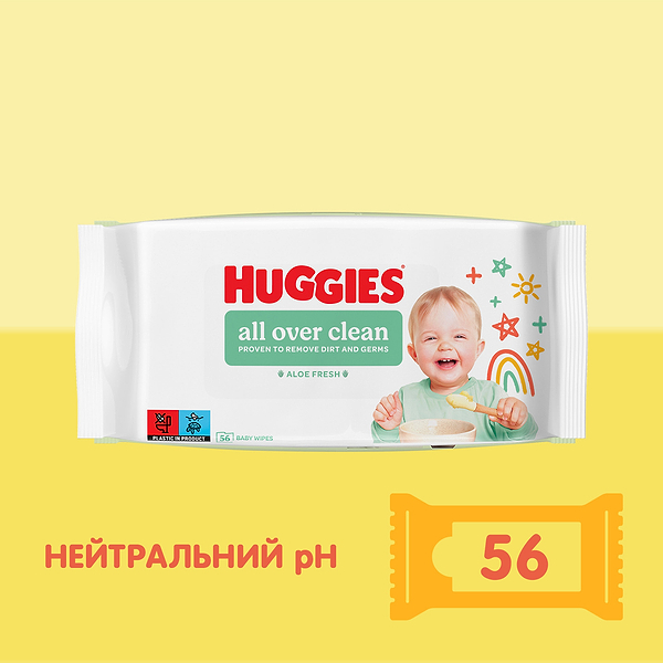 Фото - Салфетки влажные для детей Huggies All Over Clean, 56 шт.