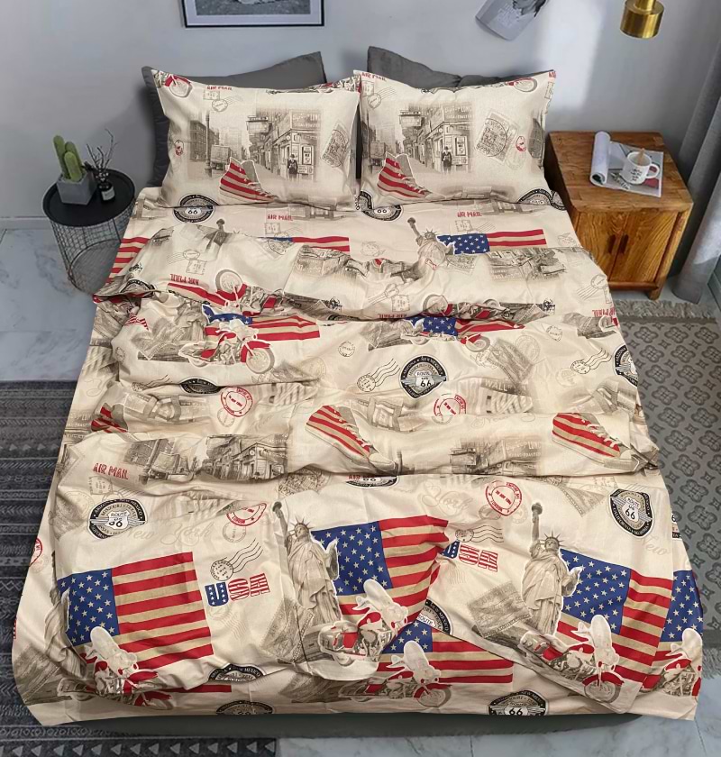 Комплект постельного белья Zastelli 7282-1 GOLD USA бязь 200х220 см серый (16152)