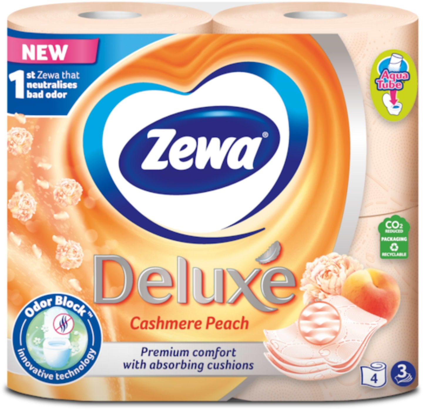 Туалетний папір Zewa Deluxe 3-слойная Персик 4 шт. (9011111035769)