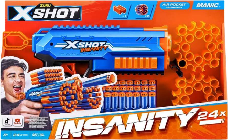 Купити Бластер багатозарядний ZURU X-Shot Insanity-Manic (24патронів) (36603R) - Фото 1 Бластер багатозарядний ZURU X-Shot Insanity-Manic (24патронів) (36603R) - Фото 1
