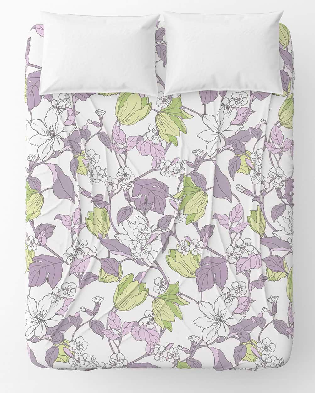 Простынь полуторная Home Line бязь 145Х215 весенний вечер сиренево-зеленый (174445)