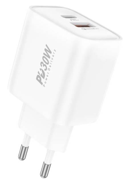 Сетевое зарядное устройство Foneng PD30W (1xUSB, 1xType-C) White (EU52-CH)