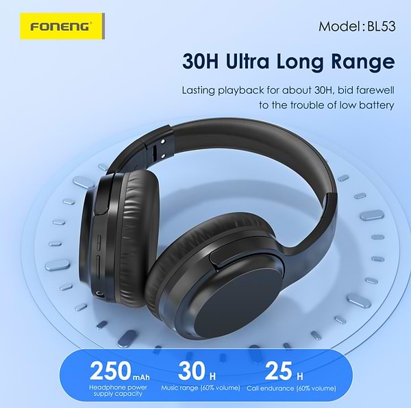 Фото - Наушники накладные беспроводные Foneng Neckband Sport (BL53-BL)