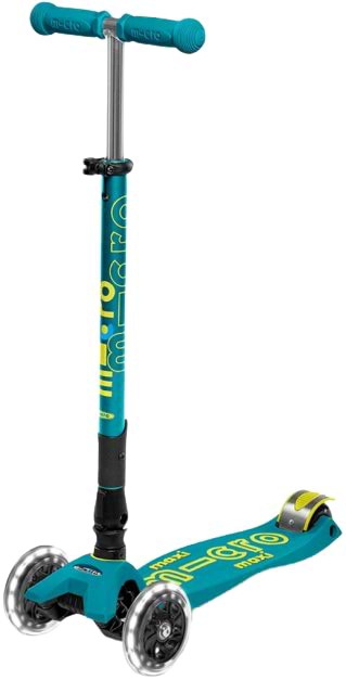 Фото - Триколісний самокат Micro "Maxi Deluxe Foldable LED" – ЗЕЛЕНИЙ (до 50 кг, триколісний, світло) (MMD097)