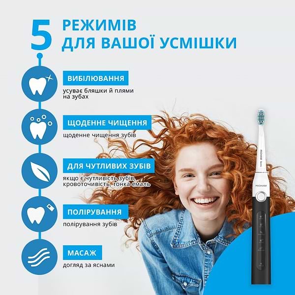 Фото - Зубная щетка электрическая Pecham Black-White Travel (0290119080608)
