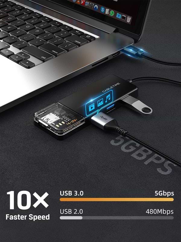 Фото - Хаб USB Cabletime USB - 4 Port USB 0.15m (CB01B)