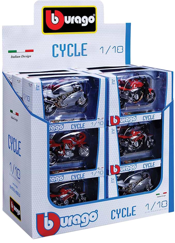 Колекційний легковий транспорт Bburago Мотоциклів в диспенсері (асорті, 1:18) (18-51030)