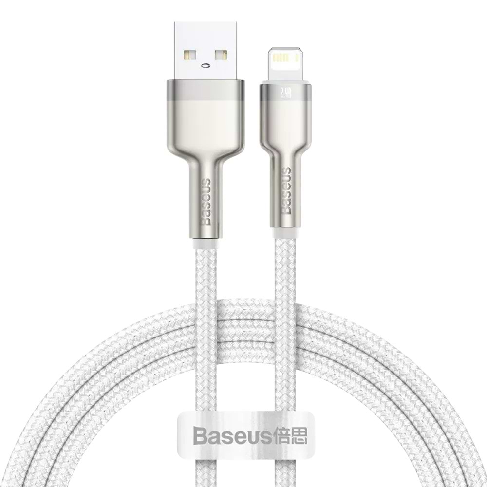 Кабель синхронізації даних Baseus Cafule Metal USB-Lightning 2.4A 1м White (6953156202252)