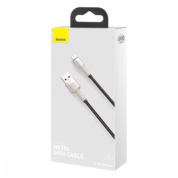 Фото - Кабель синхронізації даних Baseus Cafule Metal USB-Lightning 2.4A 1м White (6953156202252)