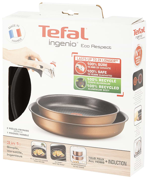 Фото - Набор сковород со съемной ручкой Tefal L6759103 Ingenio Eco Respect 3 пр.