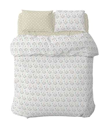 Фото - Комплект постільної білизни Home Line Цвітіння трав блакитний/Горох бежевий (176875)