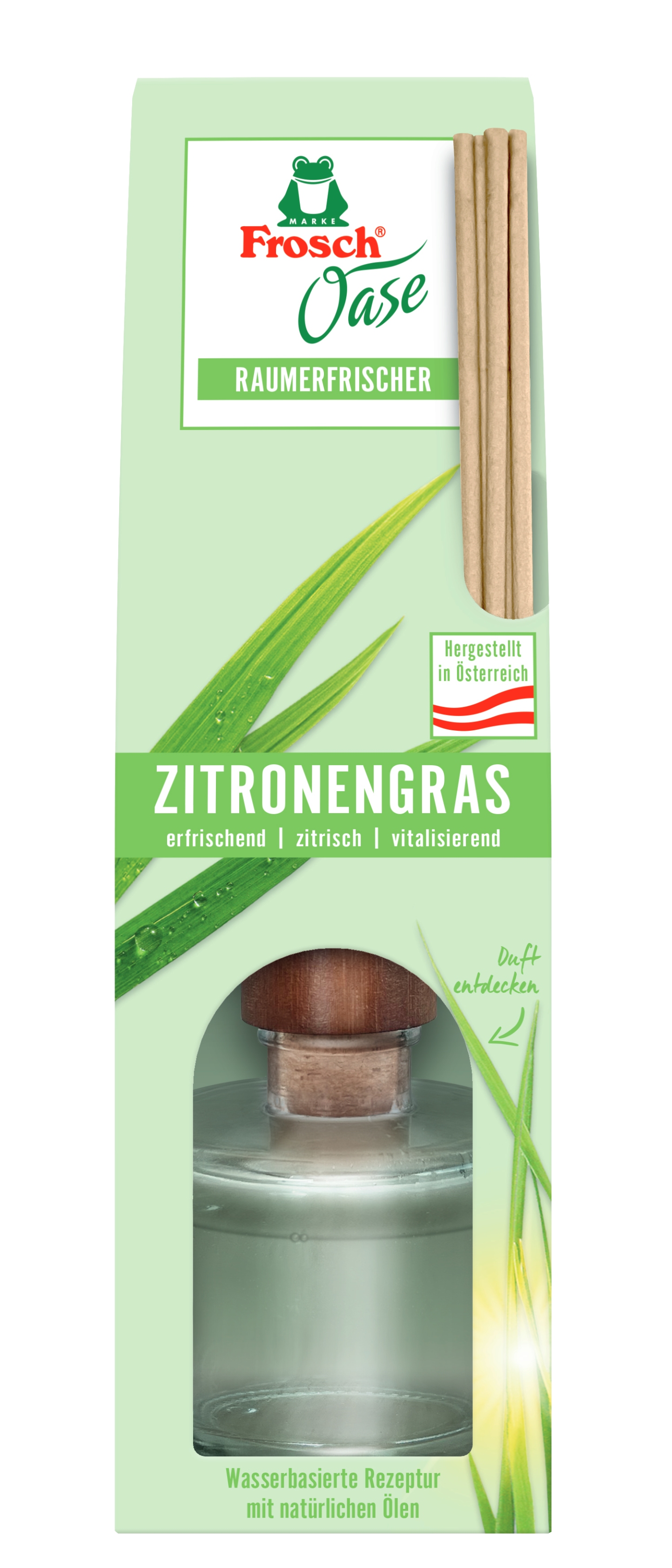 Аромадиффузор для комнаты Frosch Оазис Освежитель воздуха с натур.маслом Лимонная трава 90 мл - Фото 1