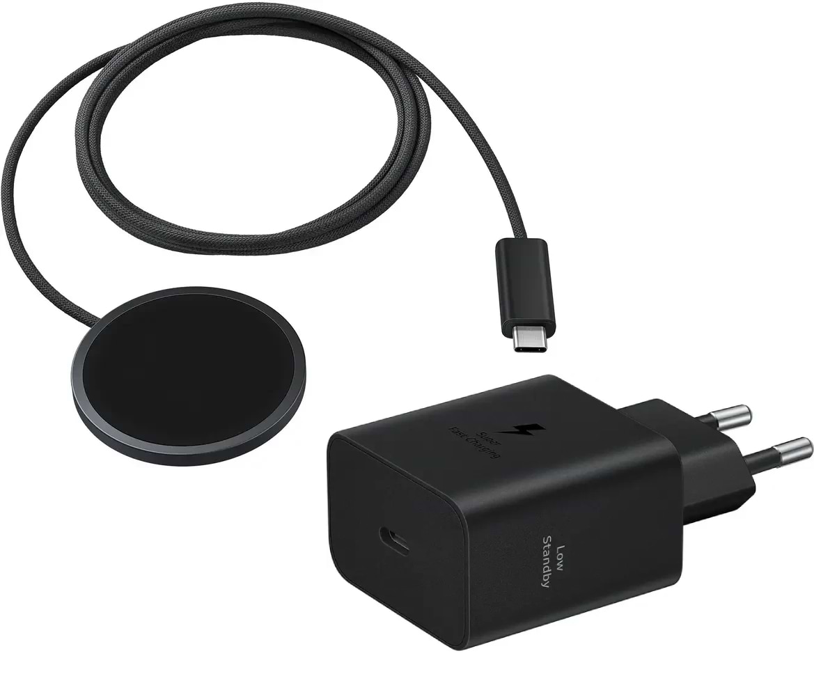 Беспроводное зарядное устройство Samsung Magnet Wireless Charger + 45W USB-C Power Adapter (EP-P2900TBEGWW)