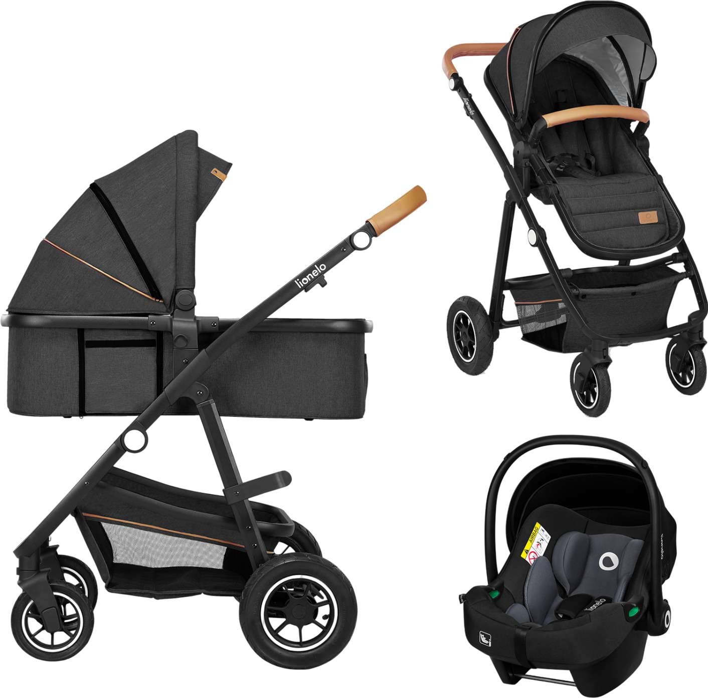 Коляска универсальная 3 в 1 Lionelo Amder Grey Graphite