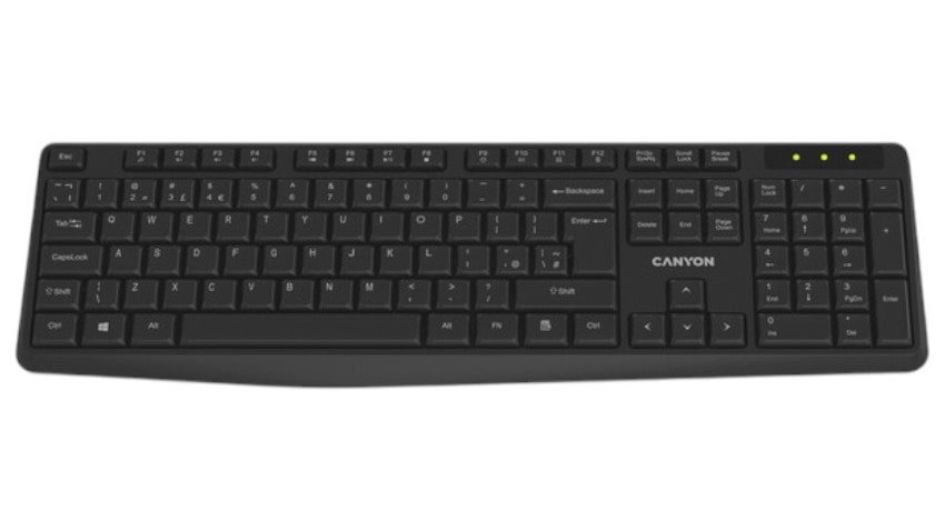 Клавиатура беспроводная Canyon KB-W01 Wireless Water resistant EN/UA Black (CNE-CKEYW01) - Фото 1