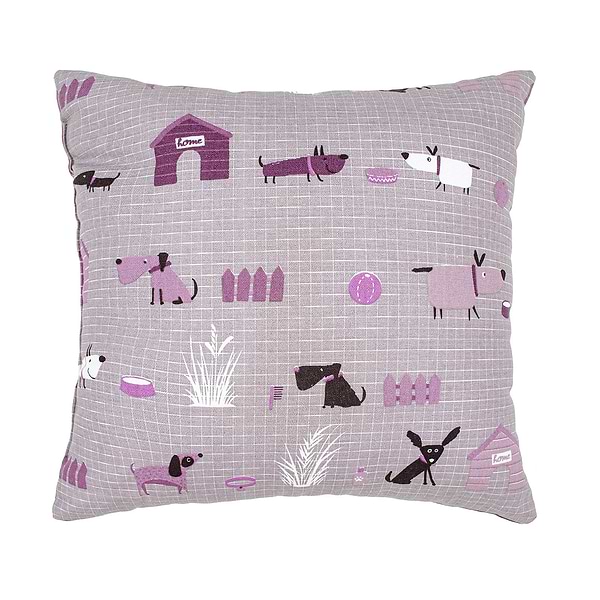 Фото - Подушка декоративна Home Line Полупанама ГАВ-ГАВ сіро-бузковий 40Х40 (178516)