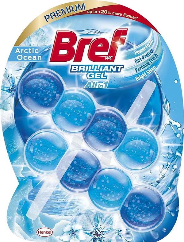 Фото - Туалетний блок Bref Блискучий гель Арктичний океан 42 г 2 шт. (9000101509366)