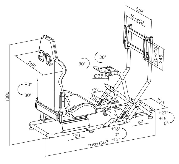 Фото - Игровое кресло кокпит GamePro RS115 Black