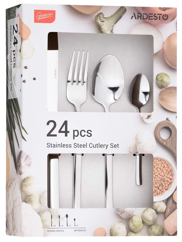 Фото - Набір столових приборів Ardesto Gemini Lucca 24 пр. (AR1924LCS)