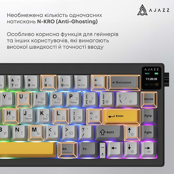 Фото - Клавіатура бездротова ігрова Ajazz AK650 Flying Fish Switch Black RGB With Screen (AK650-FF-BGY)