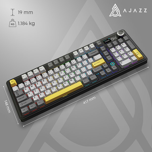 Фото - Клавиатура беспроводная игровая Ajazz AK980 V2 Gift Switch V2 Black Gray Yellow (AK980-V2-G-BGY)
