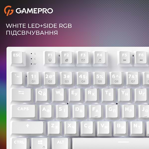 Фото - Клавиатура проводная GamePro Genesis Joker Outemu Red Swithes USB White (MK124W)