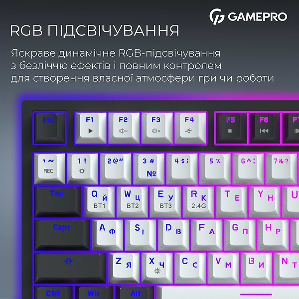 Фото - Клавиатура беспроводная игровая GamePro Asgard Valhalla Pro 75% Wireless/Bluetooth/USB White (MK160W-D-Pro)