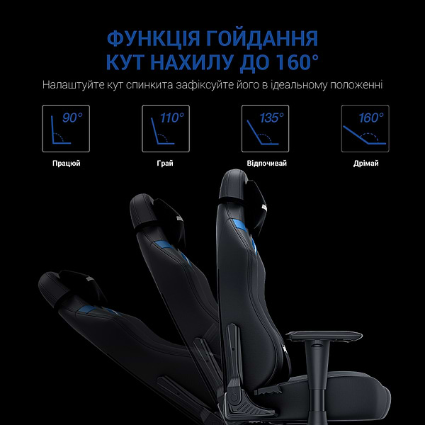 Фото - Кресло для геймеров Anda Seat Luna Size L Black/Blue PVC (AD18-44-BS-PV)