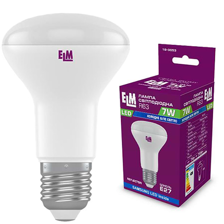 Лампочка світлодіодна ELM 7W R63 PA-10 E27 4000K (18-0053)