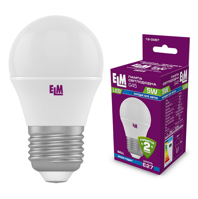 Лампочка світлодіодна ELM 5W E27 4000K 18-0087