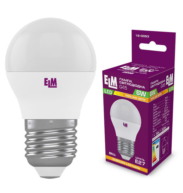 Лампочка світлодіодна ELM 6W E27 3000K 18-0093