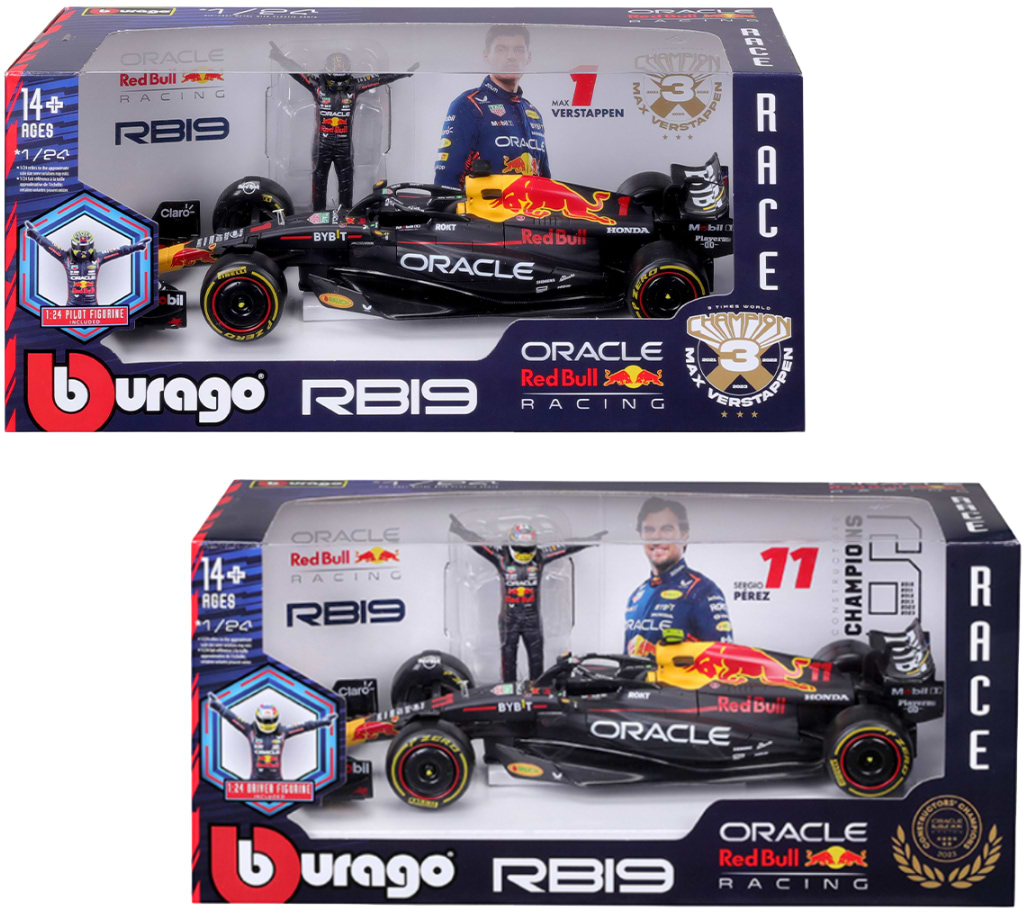 Колекційний легковий транспорт Bburago RED BULL RACING RB19 в асортименті (18-28036)