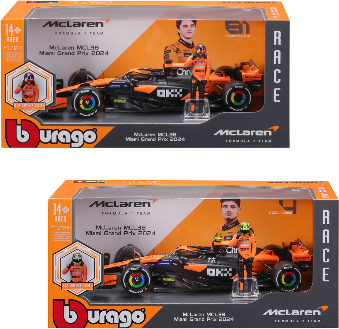 Колекційна машинка 1:24 Bburago з фігуркою - MCLAREN MCL38 1:24 (18-28040)