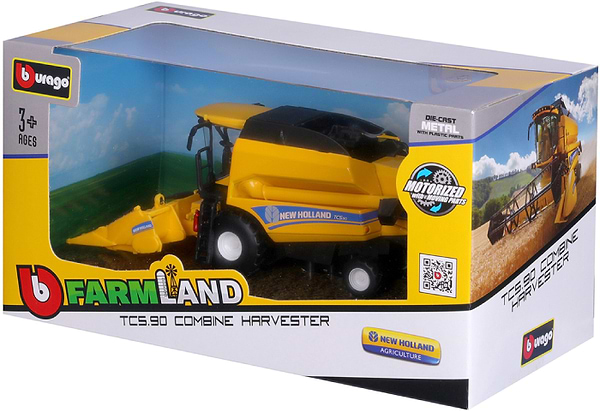 Фото - Наземна спецтехніка Bburago Зернозбиральний комбайн New Holland TC5.90 (з кукурудзяною жниваркою) (18-31722)