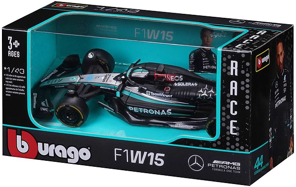 Фото - Коллекционная машинка 1:43 Bburago MERCEDES-AMG F1 W15 PERFORMANCE 2024 1:43 (18-38208) в ассортименте