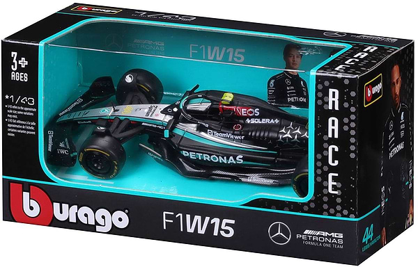 Фото - Коллекционная машинка 1:43 Bburago MERCEDES-AMG F1 W15 PERFORMANCE 2024 1:43 (18-38208) в ассортименте