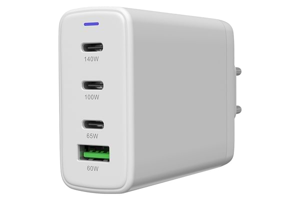 Фото - Сетевое зарядное устройство Canyon CU140ACC GaN 150W 3xPD 1xQC EU White (CNS-CUW140ACC)