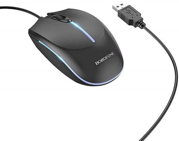Фото - Мышь проводная игровая BOROFONE BG10 Soaring game luminous wired mouse Black (6941991102745)