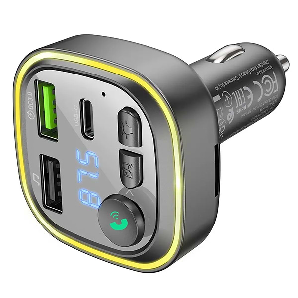 Фото - FM модулятор BOROFONE BC48 Broad QC3.0 car BT FM transmitter 18W Black (6941991104039)