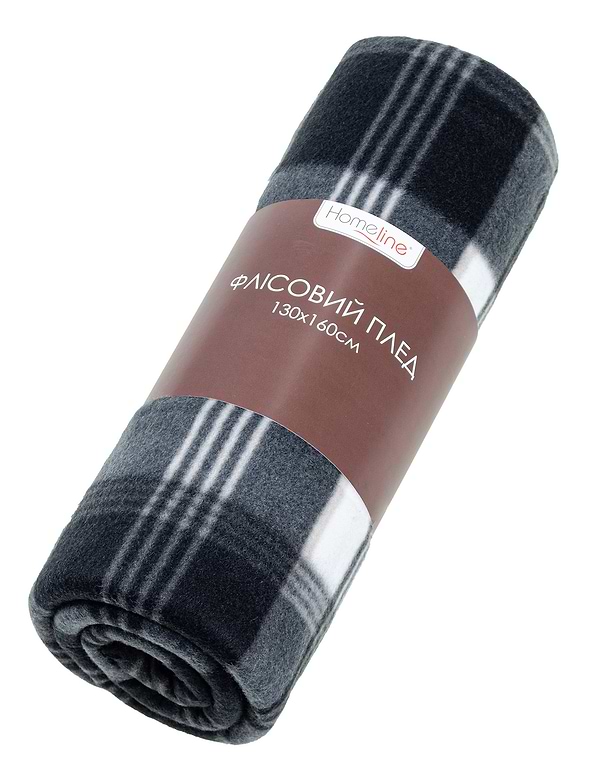 Фото - Плед полуторний Home Line 160х220 Полар принт Клітинка чорно-сіра (181251)