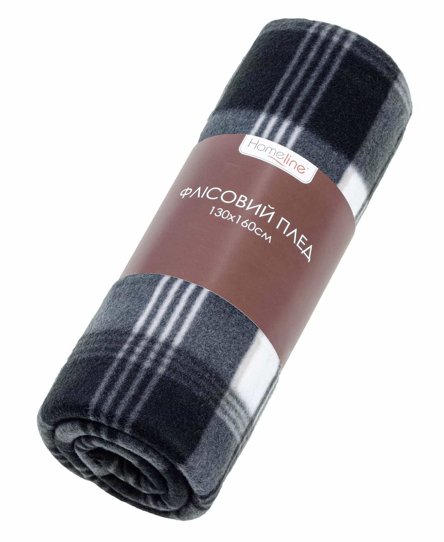 Плед односпальний Home Line 130х160 Полар принт Клітинка чорно-сіра (181252)