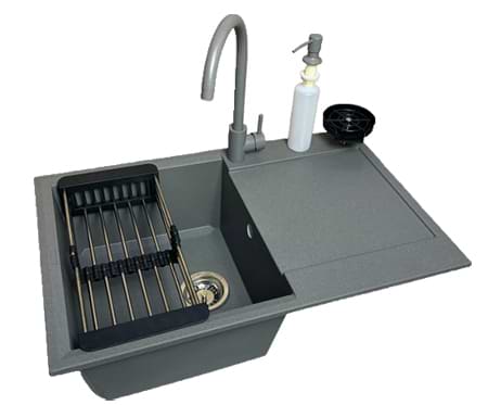 Мойка кухонная+смеситель+дозатор Adamant Horizon серый (1824296901504)
