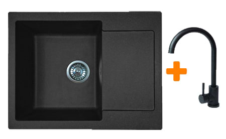Мойка кухонная+смеситель Adamant Minimal черный (1824296912303)