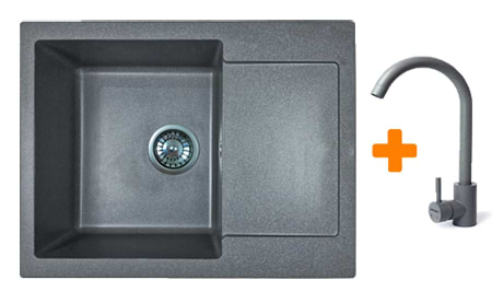 Мийка кухонна+змішувач Adamant Minimal сірий (1824296912304)