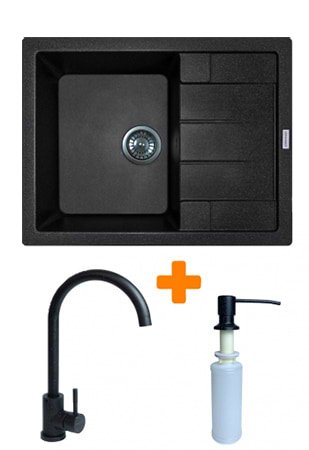 Купити Мийка кухонна+змішувач+дозатор Adamant Anila чорний (182496900303) - Фото 1 Мийка кухонна+змішувач+дозатор Adamant Anila чорний (182496900303) - Фото 1