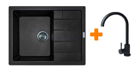 Мойка кухонная+смеситель Adamant Anila черный (182496910303)