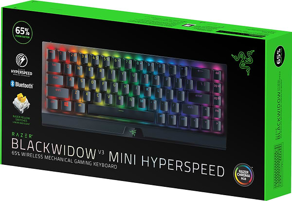 Фото - Клавиатура беспроводная игровая Razer BlackWidow V3 Mini Hyperspeed, Yellow Switch RU (RZ03-03890700-R3R1)
