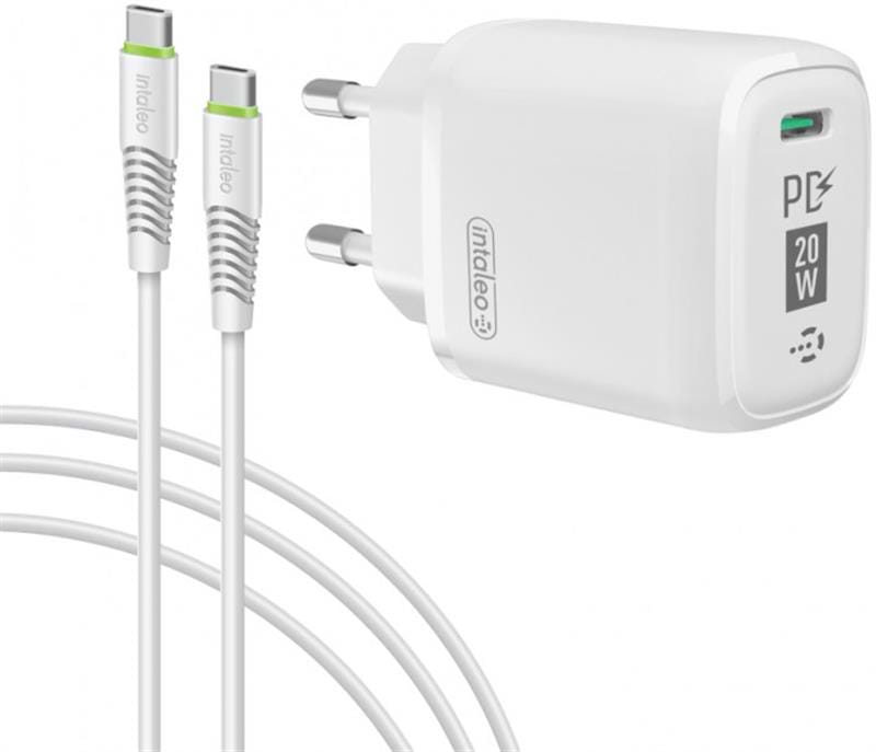 Сетевое зарядное устройство Intaleo TCGQPD120T (1USBx3A) White + кабель USB Type С (1283126509988) - Фото 1