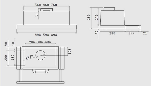 Фото - Уцінка - Витяжка вбудована Elica TT14 LUX BL/A/60