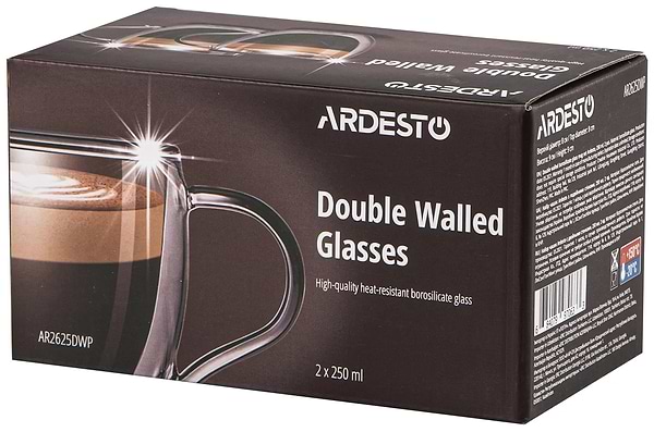Фото - Уценка - Набор чашек с двойными стенками Ardesto 250 мл 2 шт. (AR2625DWP)